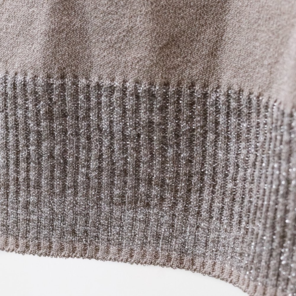 D. Exterior Taupe Glitter Rib Blouse - Picture 9 of 11